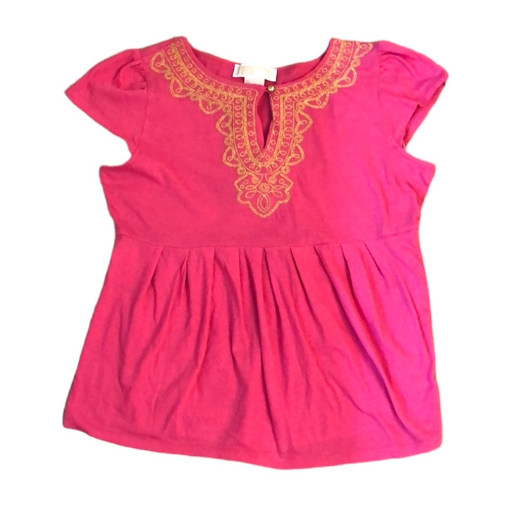 Michael Kors Pink Embroidered Gold Top Women’s Size Medium